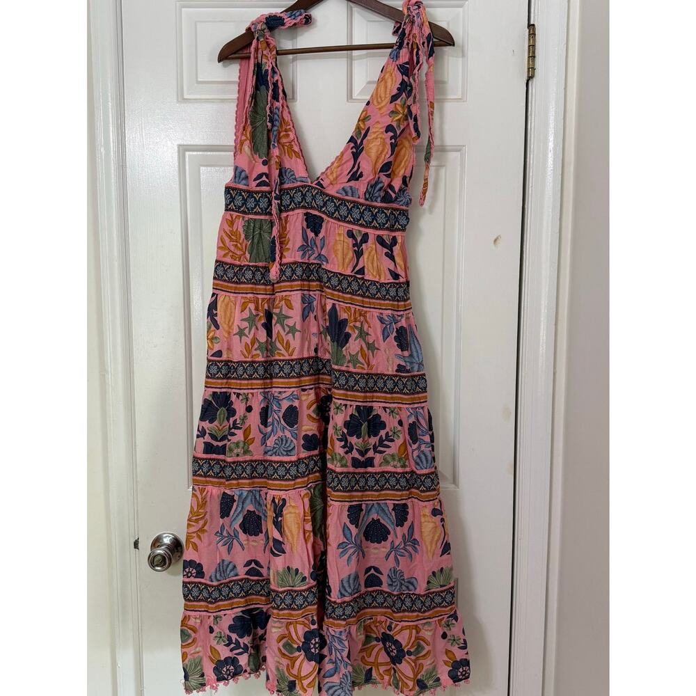 Farm Rio Seashell Tapestry Sleeveless Midi Dress Size L - Picture 6 of 11